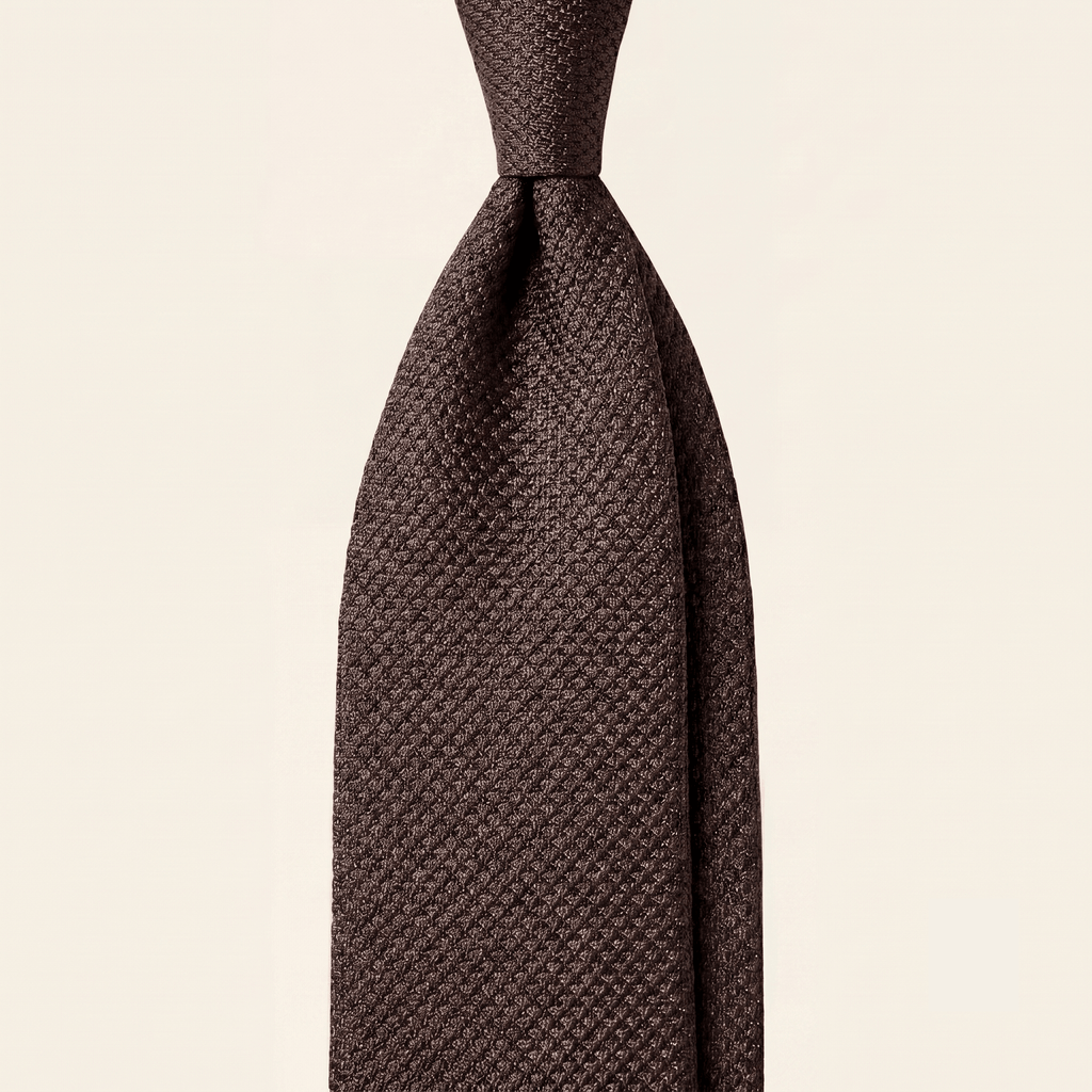 DARK BROWN 3 FOLD SILK GARZA TIE
