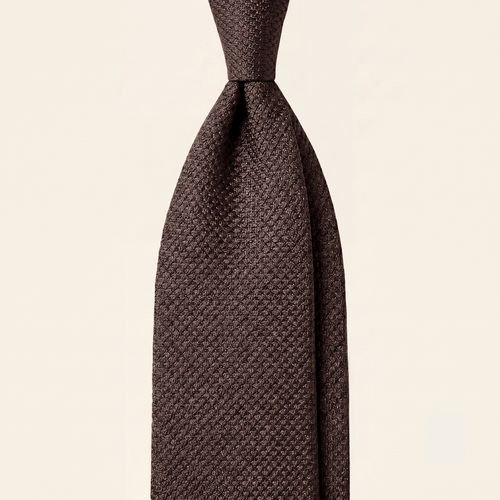 CRAVATTA MARRONE SCURO 3 PIEGHE IN GARZA DI SETA - Lorenzi Como luxury silk tie