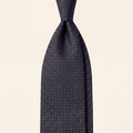 DARK BLUE 5 FOLD JACQUARD SILK TIE - White polka dot