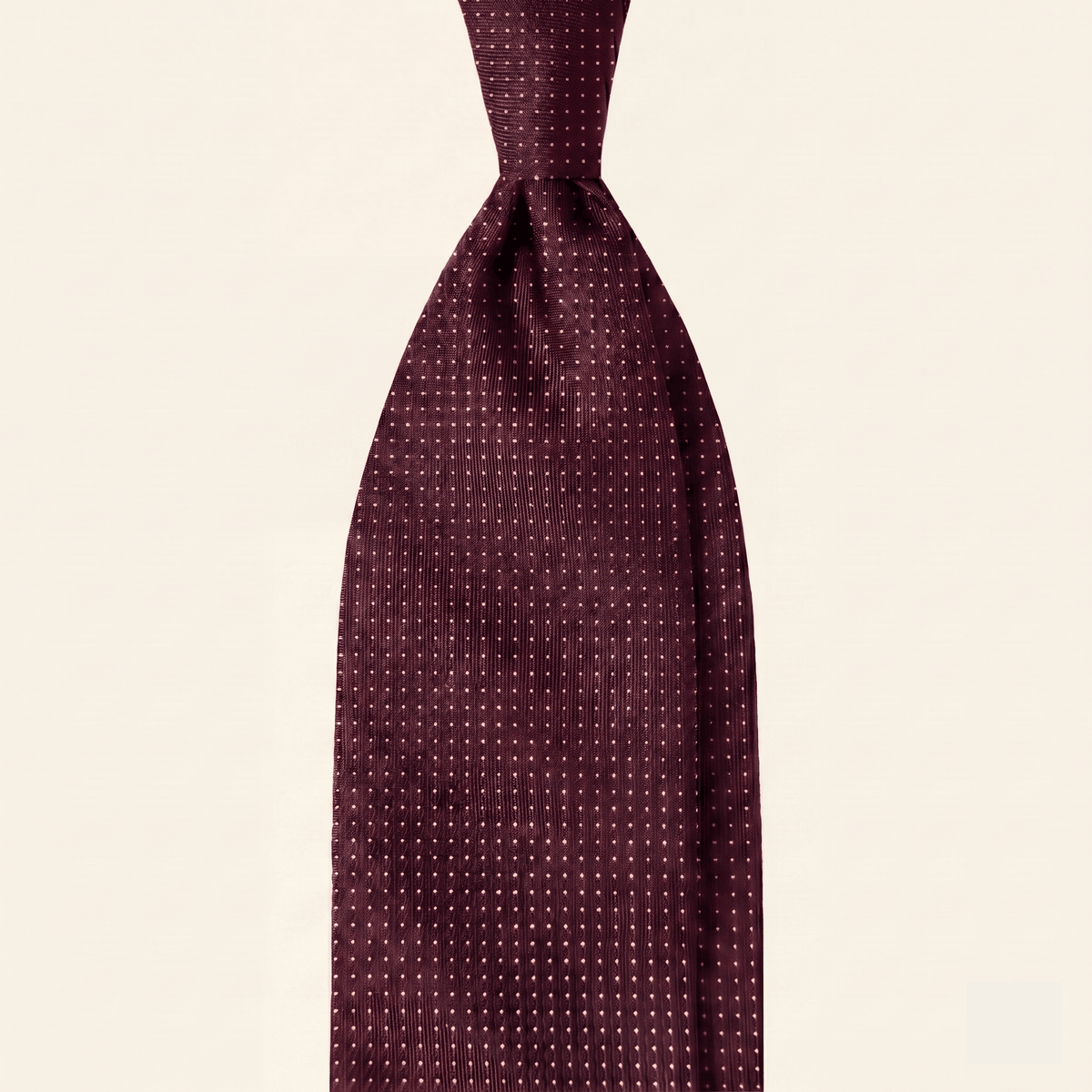 CRAVATTA BORDEAUX 5 PIEGHE IN SETA JACQUARD - Pois bianchi
