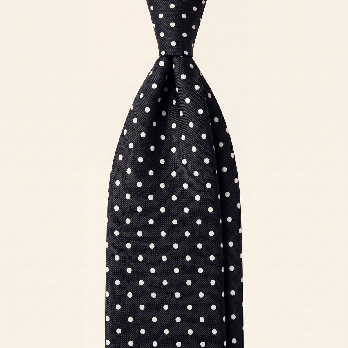 CRAVATTA NERA 3 PIEGHE IN SETA JACQUARD - Pois bianchi