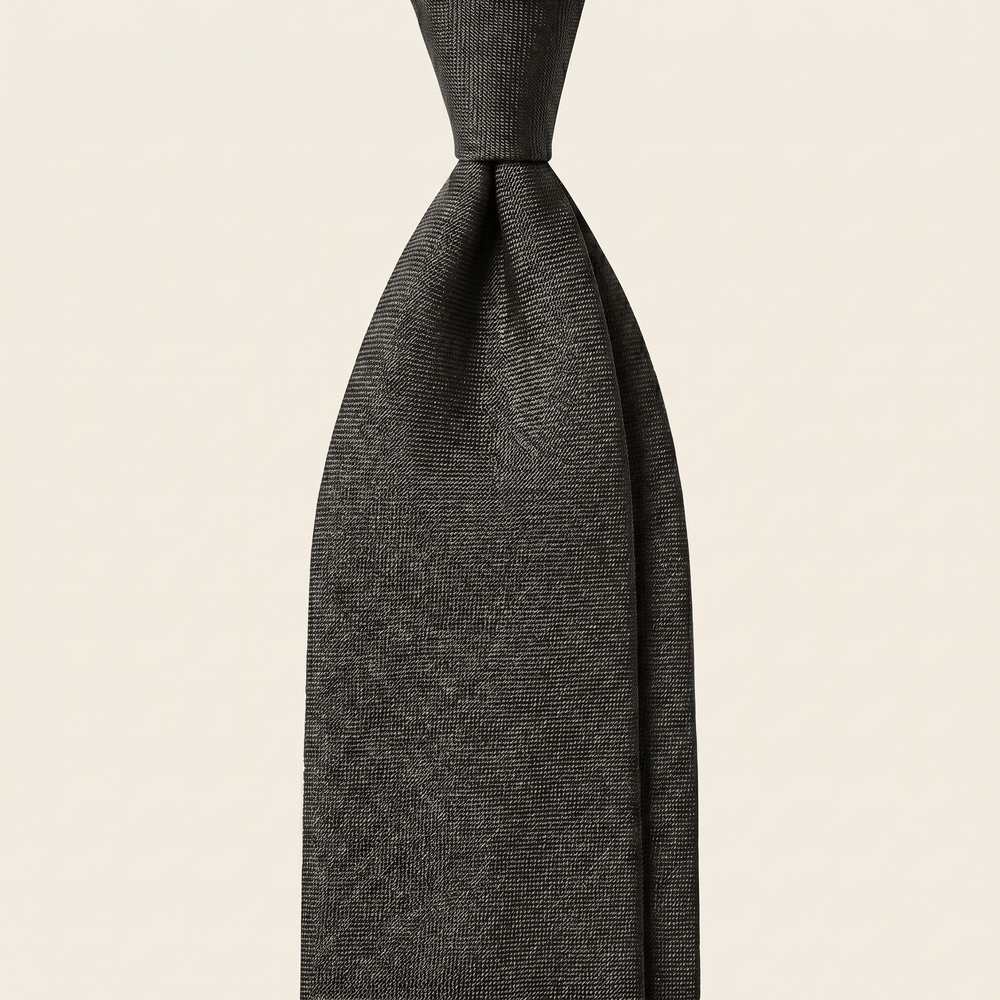 CRAVATTA GRIGIA SCURA 3 PIEGHE SARTORIALE IN SETA - Lorenzi Como luxury silk tie