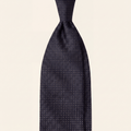 DARK BLUE 3 FOLD SARTORIAL CLASSIC SILK TIE II - White polka dot