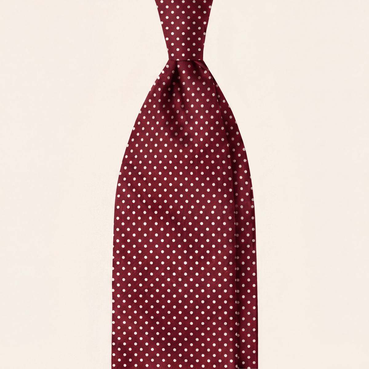 CRAVATTA BORDEAUX 3 PIEGHE SARTORIALE IN SETA - Pois bianchi