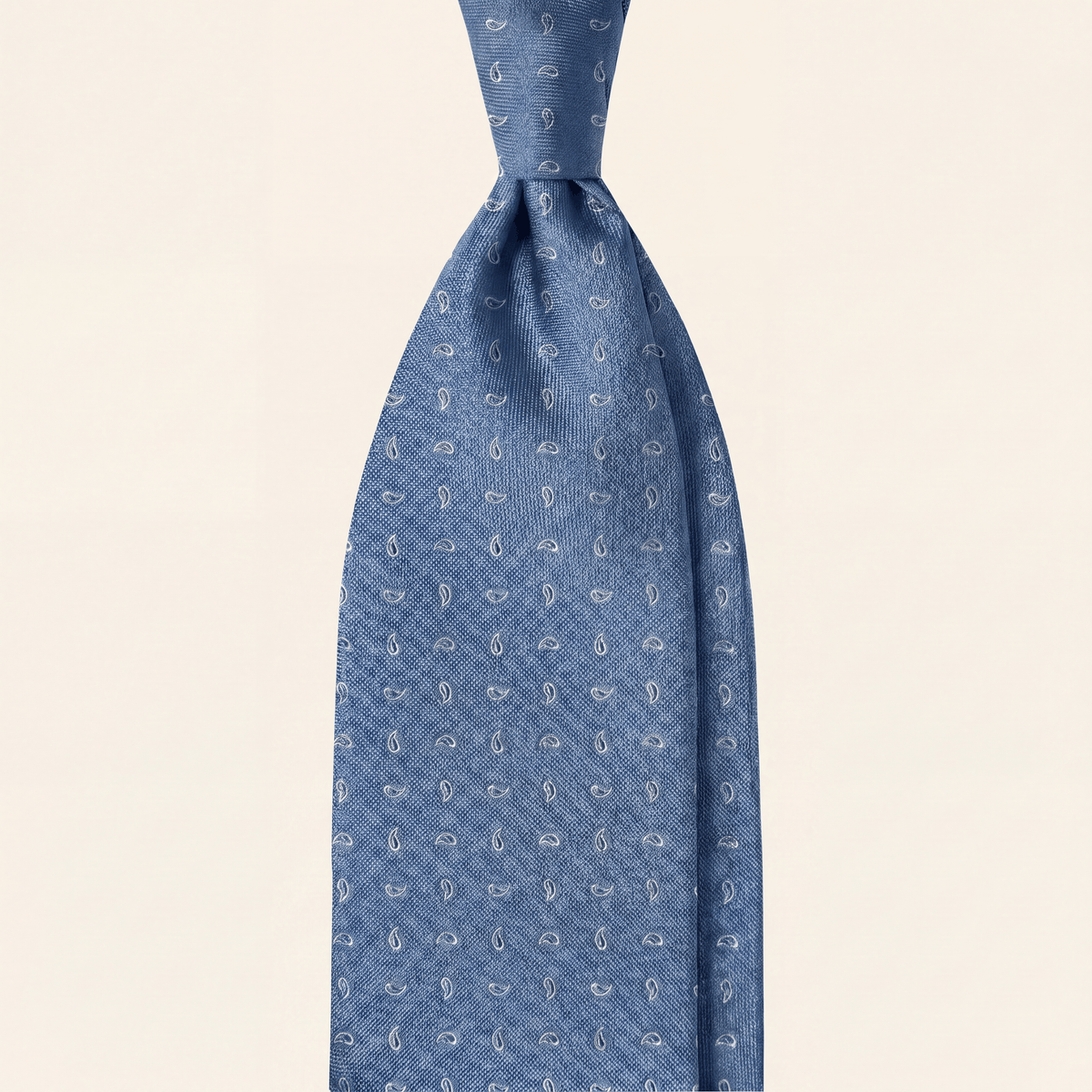 CRAVATTA AZZURRA IN SETA JACQUARD - Micro paisley