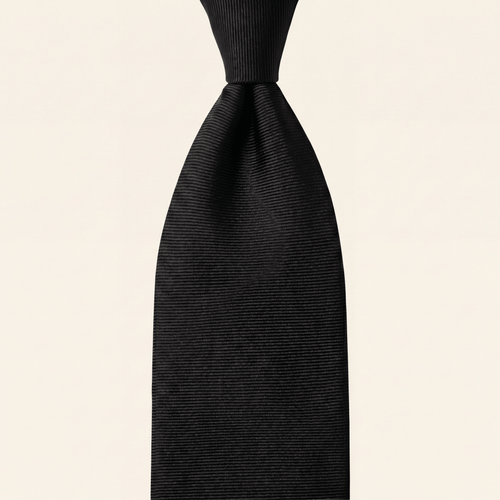CRAVATTA NERA 3 PIEGHE SARTORIALE IN SETA - Lorenzi Como luxury silk tie