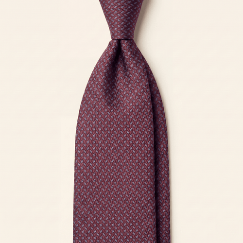 CRAVATTA BORDEAUX IN SETA JACQUARD - Microfoglie - Lorenzi Como luxury silk tie