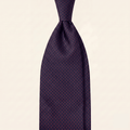 CRAVATTA BLU SCURO 3 PIEGHE SARTORIALE IN SETA - Pois rossi - Lorenzi Como luxury silk tie