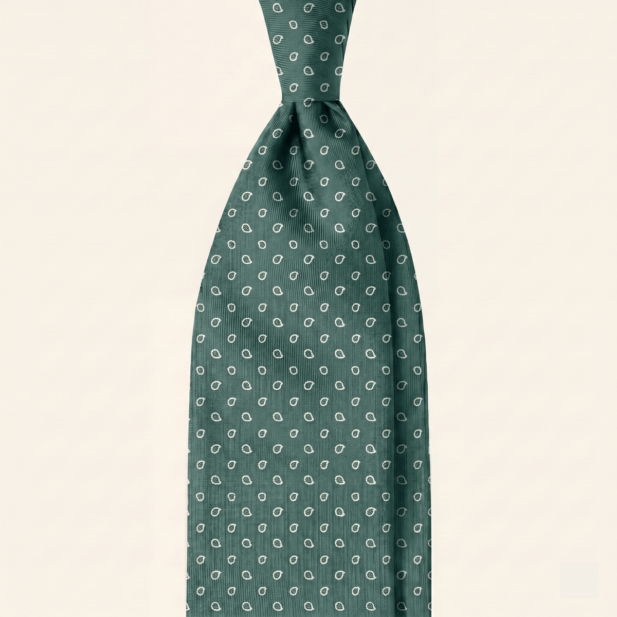 CRAVATTA VERDE SALVIA IN SETA JACQUARD - Paisley piccolo