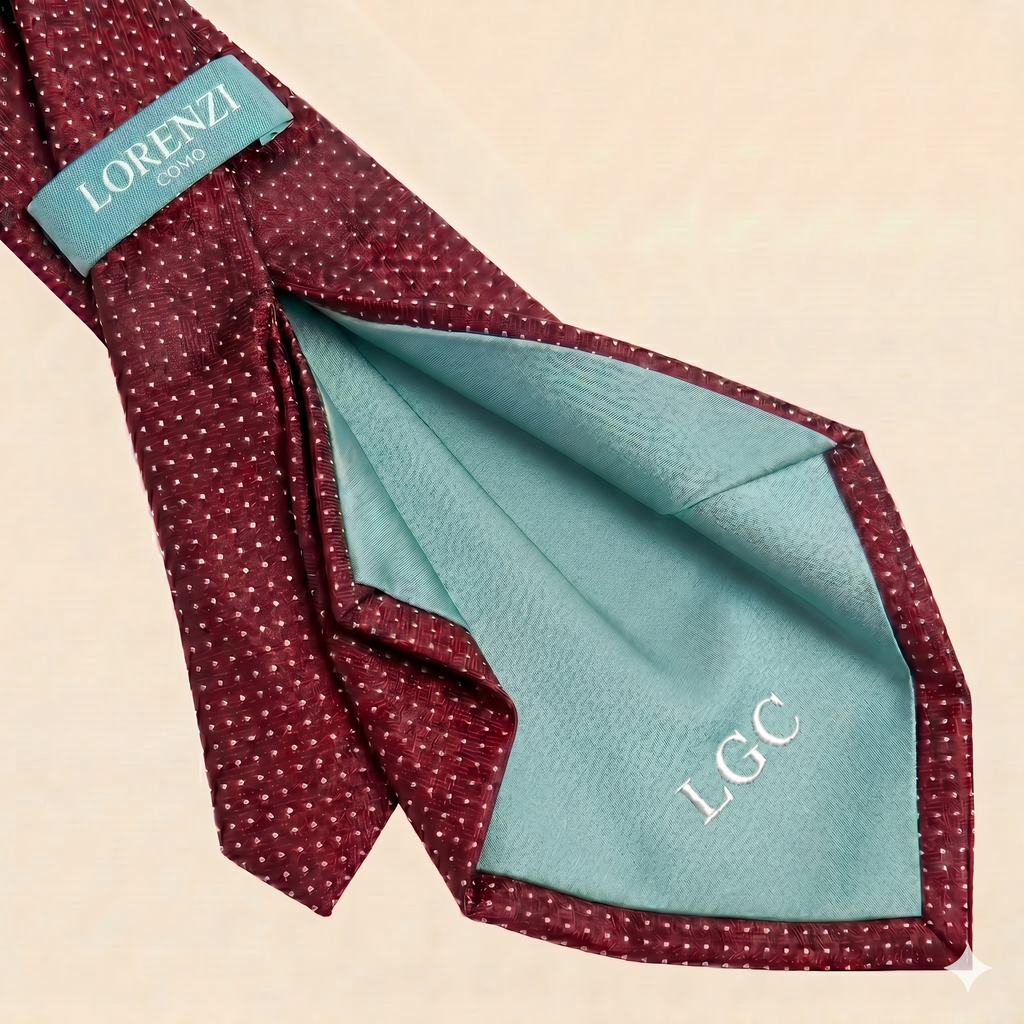 BURGUNDY 5 FOLD JACQUARD SILK TIE