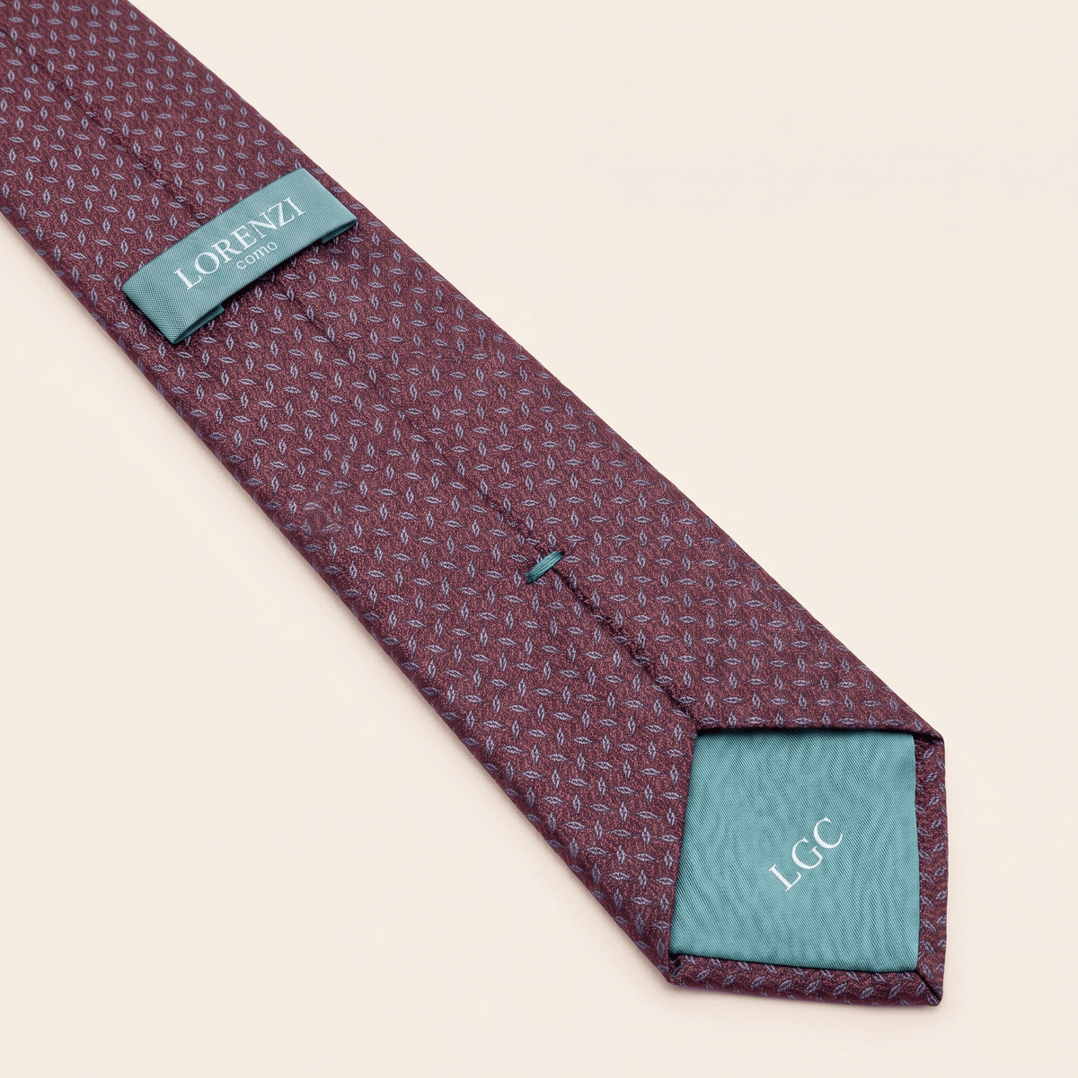 CRAVATTA BORDEAUX IN SETA JACQUARD - Microfoglie