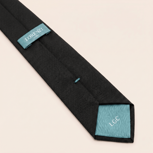 CRAVATTA NERA 3 PIEGHE SARTORIALE IN SETA - Lorenzi Como luxury silk tie