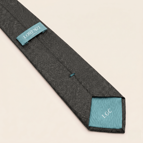 CRAVATTA GRIGIA SCURA 3 PIEGHE SARTORIALE IN SETA - Lorenzi Como luxury silk tie