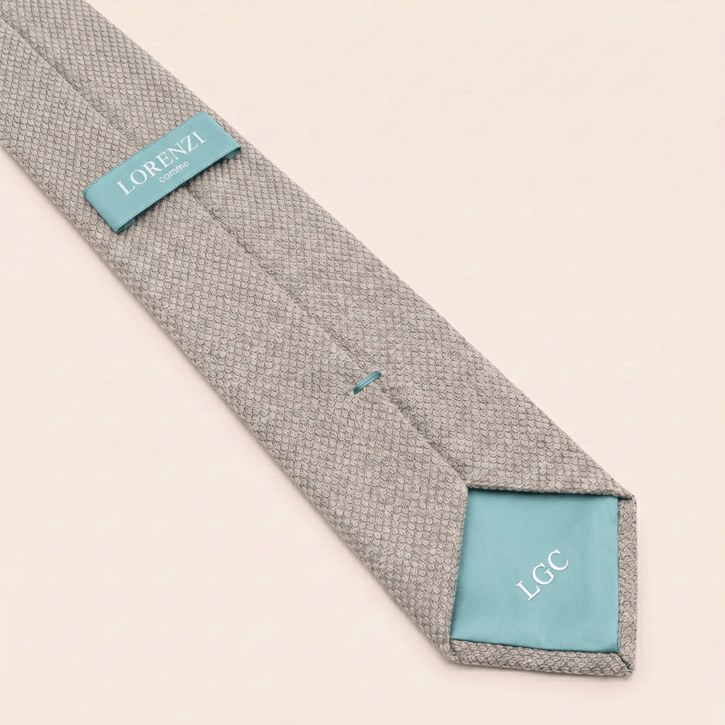 WHITE 3 FOLD SILK GARZA TIE