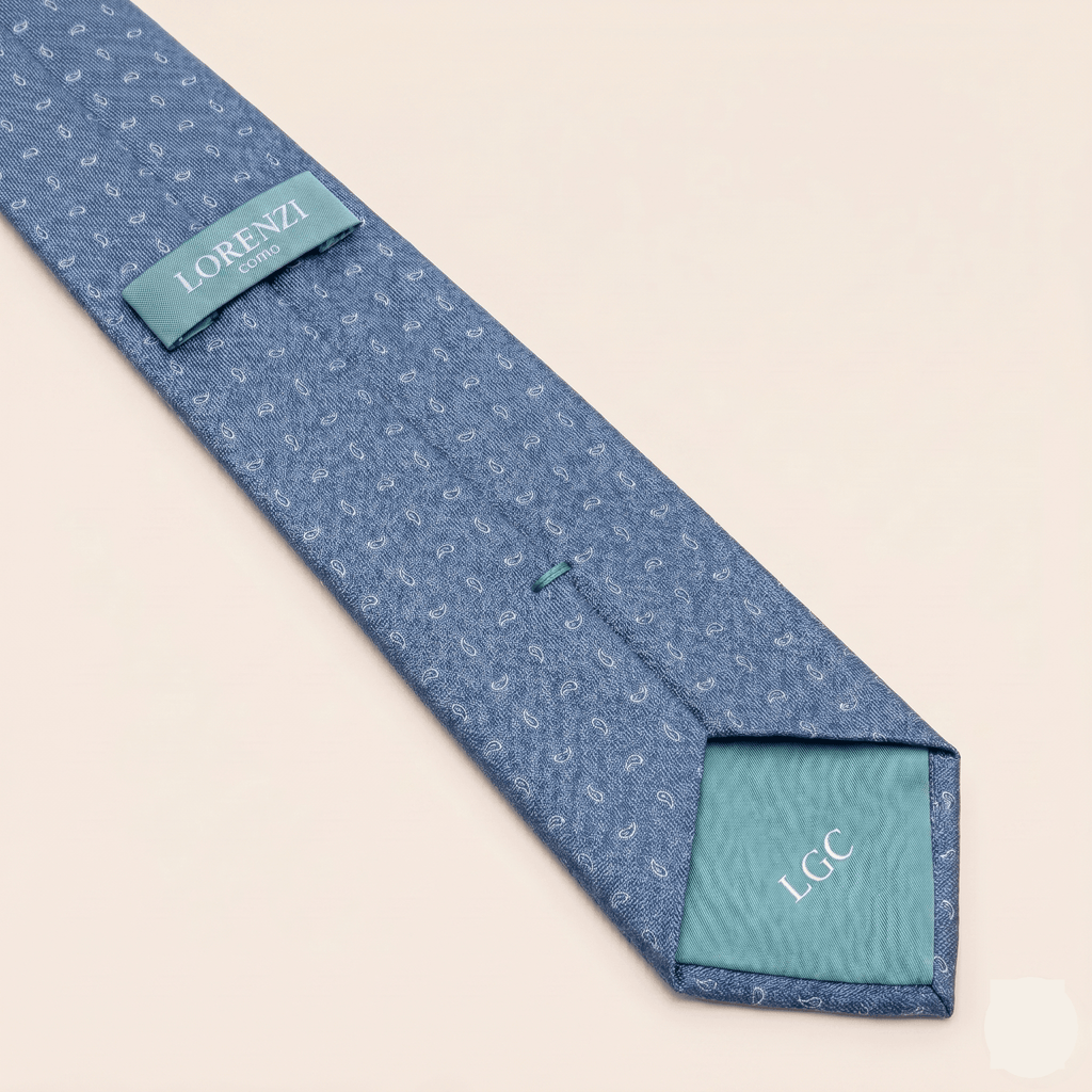 LIGHT BLUE JACQUARD SILK TIE - Micro paisley