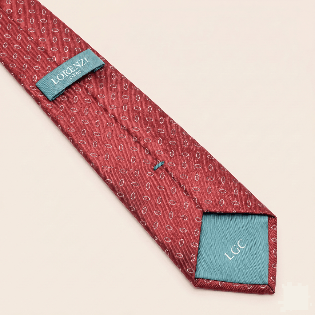 RED JACQUARD SILK TIE - Oval micro pattern
