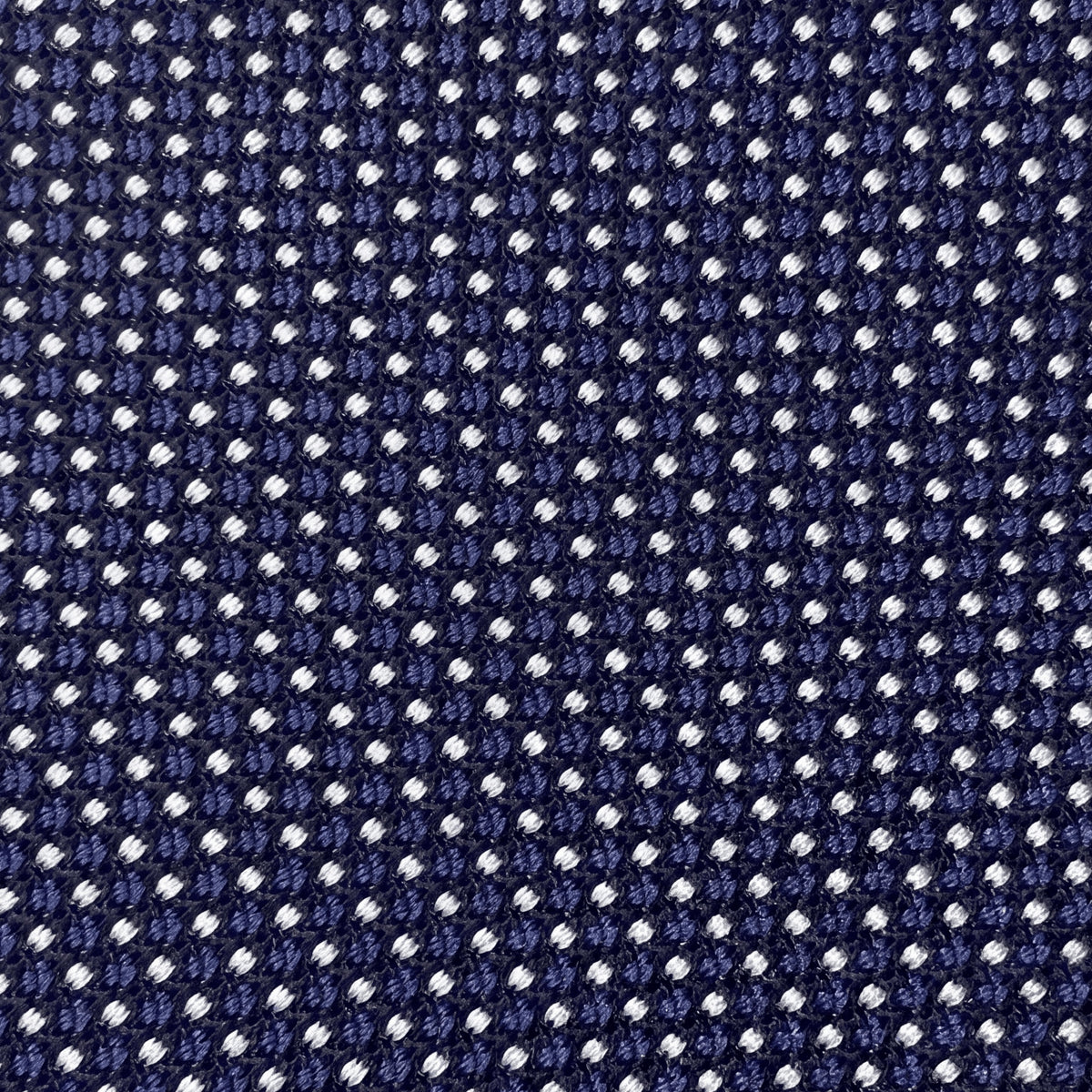 CRAVATTA BLU SCURO 3 PIEGHE IN SETA JACQUARD II - Pois bianchi