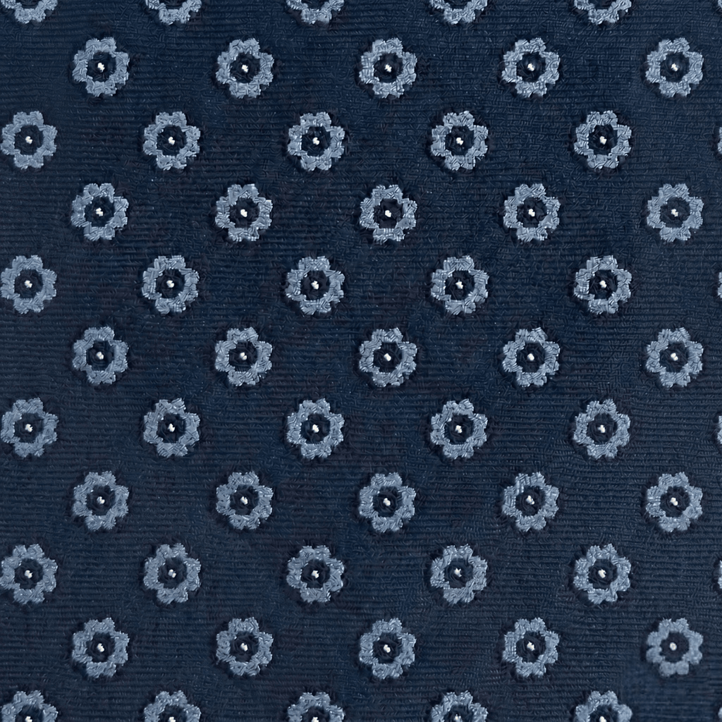 DARK BLUE 5 FOLD SARTORIAL CLASSIC SILK TIE - Floral