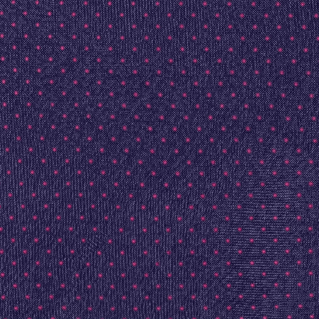 DARK BLUE 3 FOLD SARTORIAL CLASSIC SILK TIE - Fuchsia polka dot
