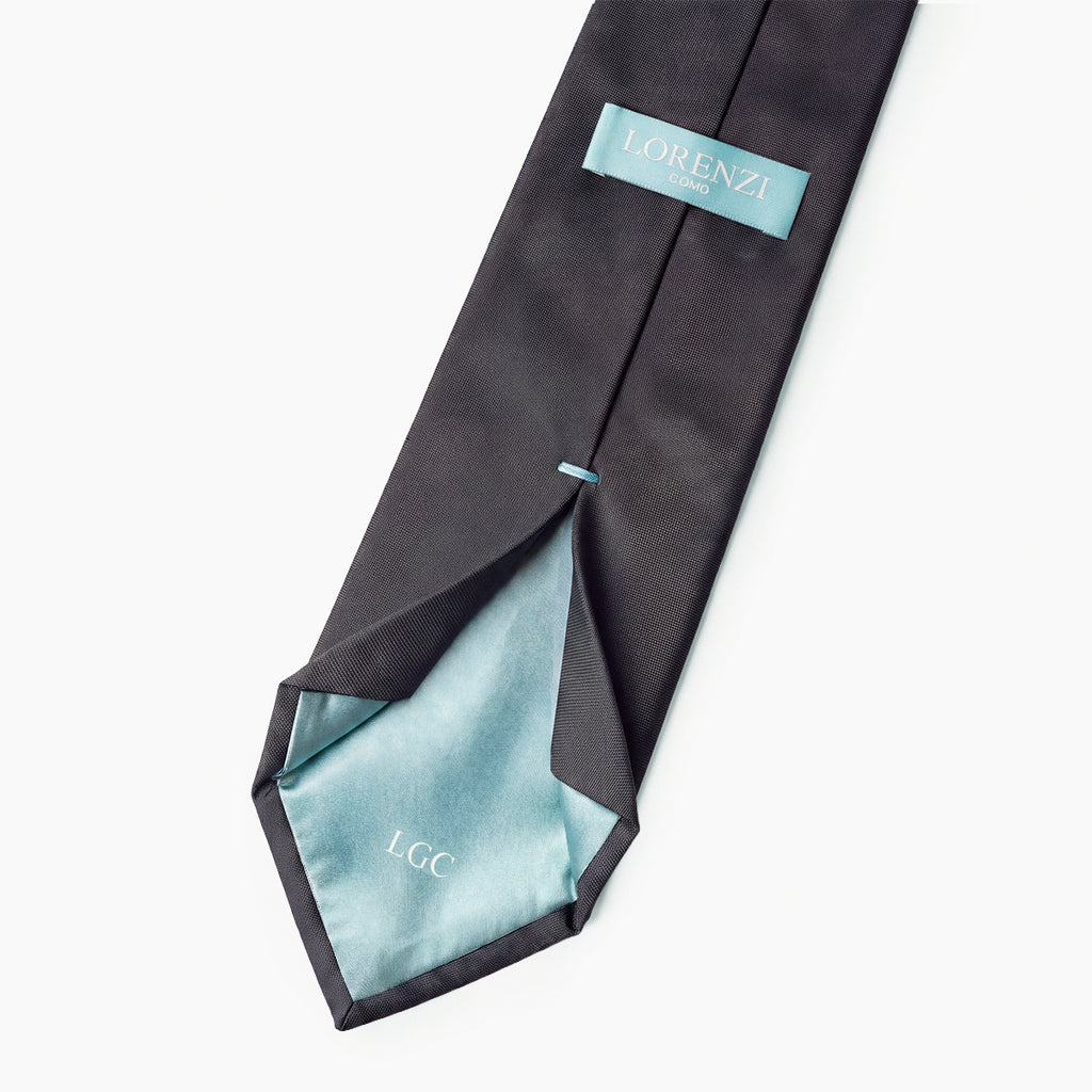CRAVATTA NERA 7 PIEGHE IN SETA JACQUARD - Armatura reps - Lorenzi Como luxury silk tie