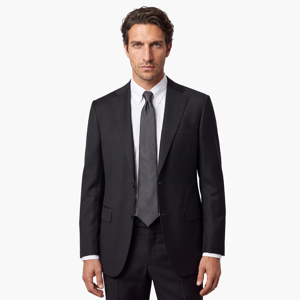 CRAVATTA NERA 3 PIEGHE IN SETA JACQUARD - Armatura reps - Lorenzi Como luxury silk tie