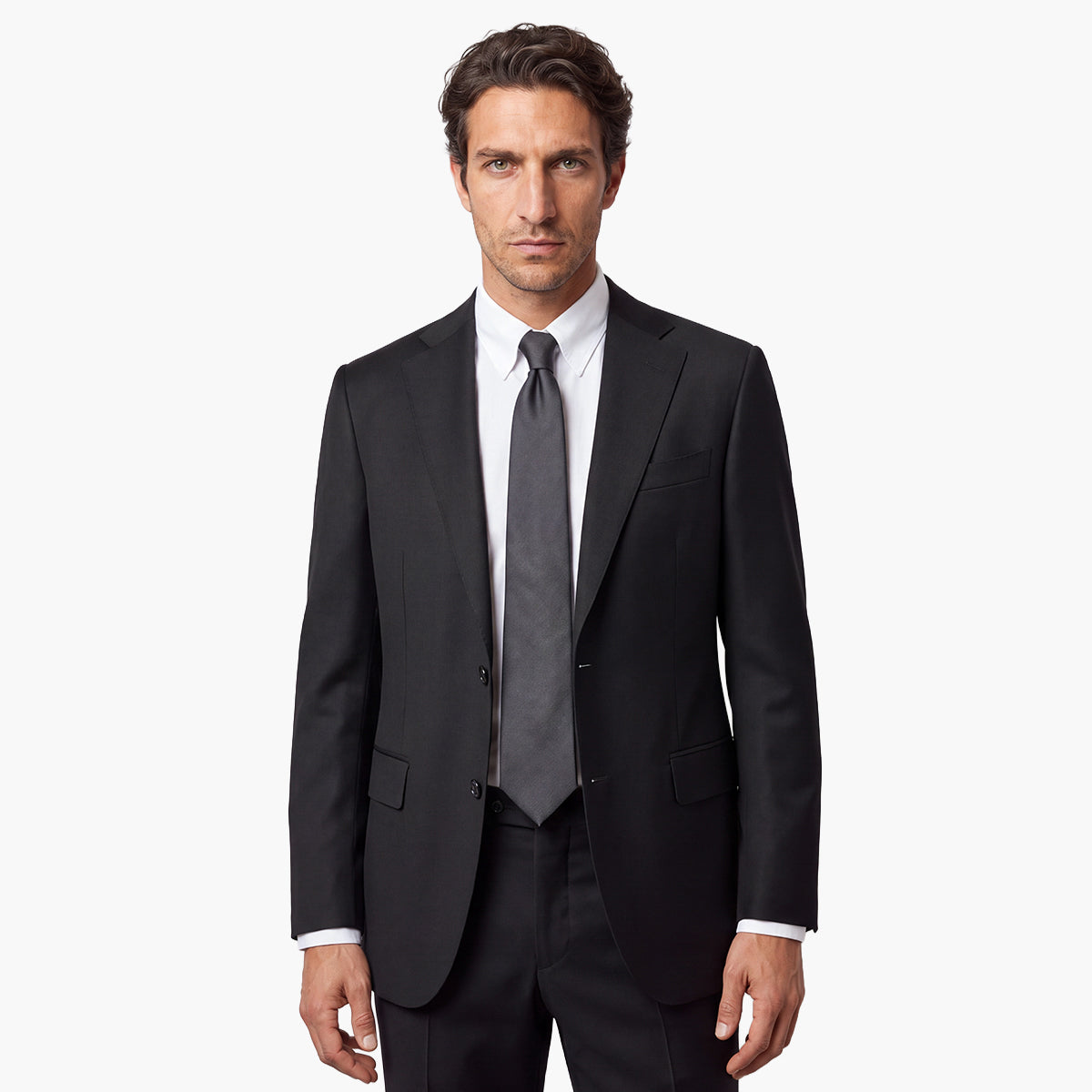 CRAVATTA NERA 3 PIEGHE IN SETA JACQUARD - Armatura reps - Lorenzi Como luxury silk tie