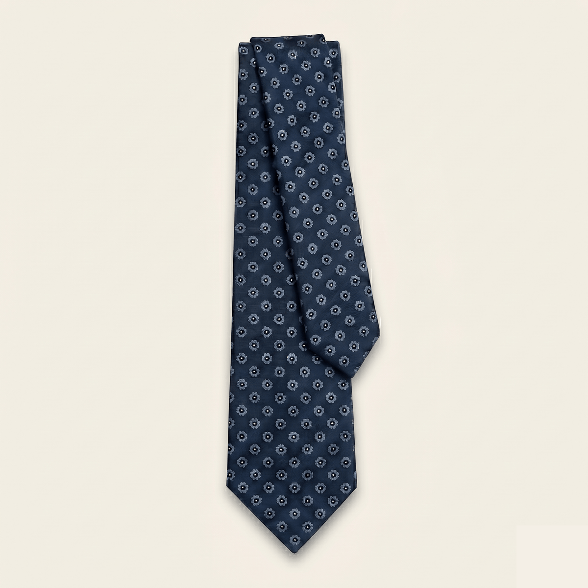 CRAVATTA BLU SCURO 5 PIEGHE SARTORIALE IN SETA - Floreale