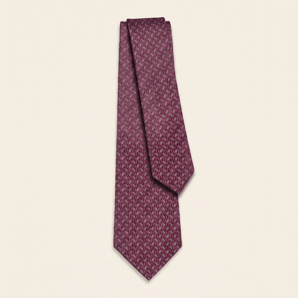 CRAVATTA BORDEAUX IN SETA JACQUARD - Microfoglie