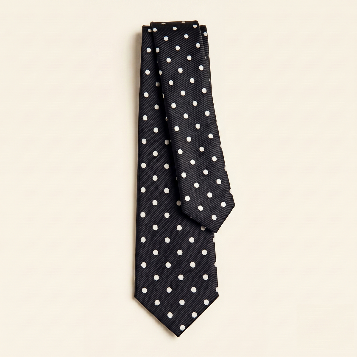 CRAVATTA NERA 3 PIEGHE IN SETA JACQUARD - Pois bianchi