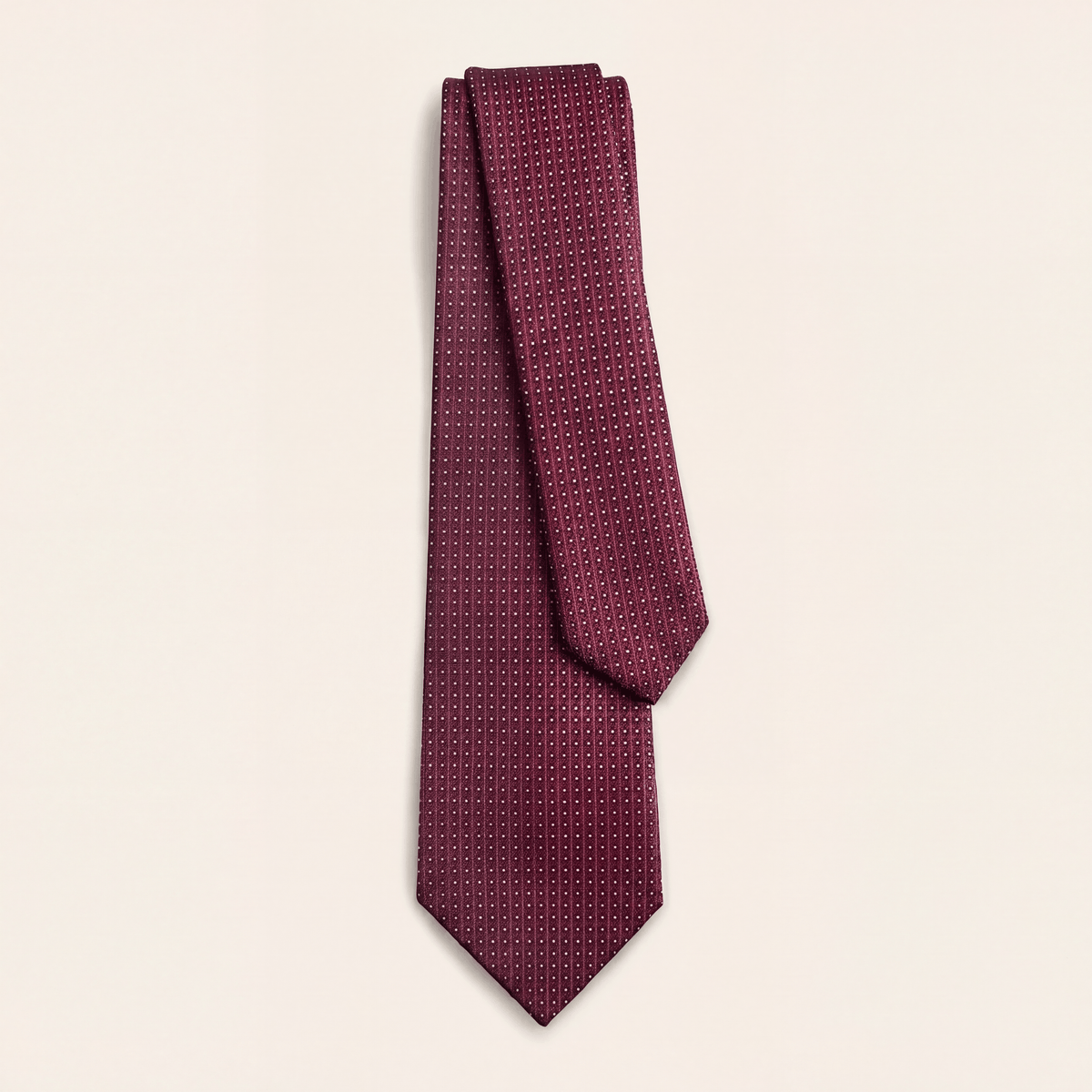 CRAVATTA BORDEAUX 3 PIEGHE IN SETA JACQUARD - Pois bianchi