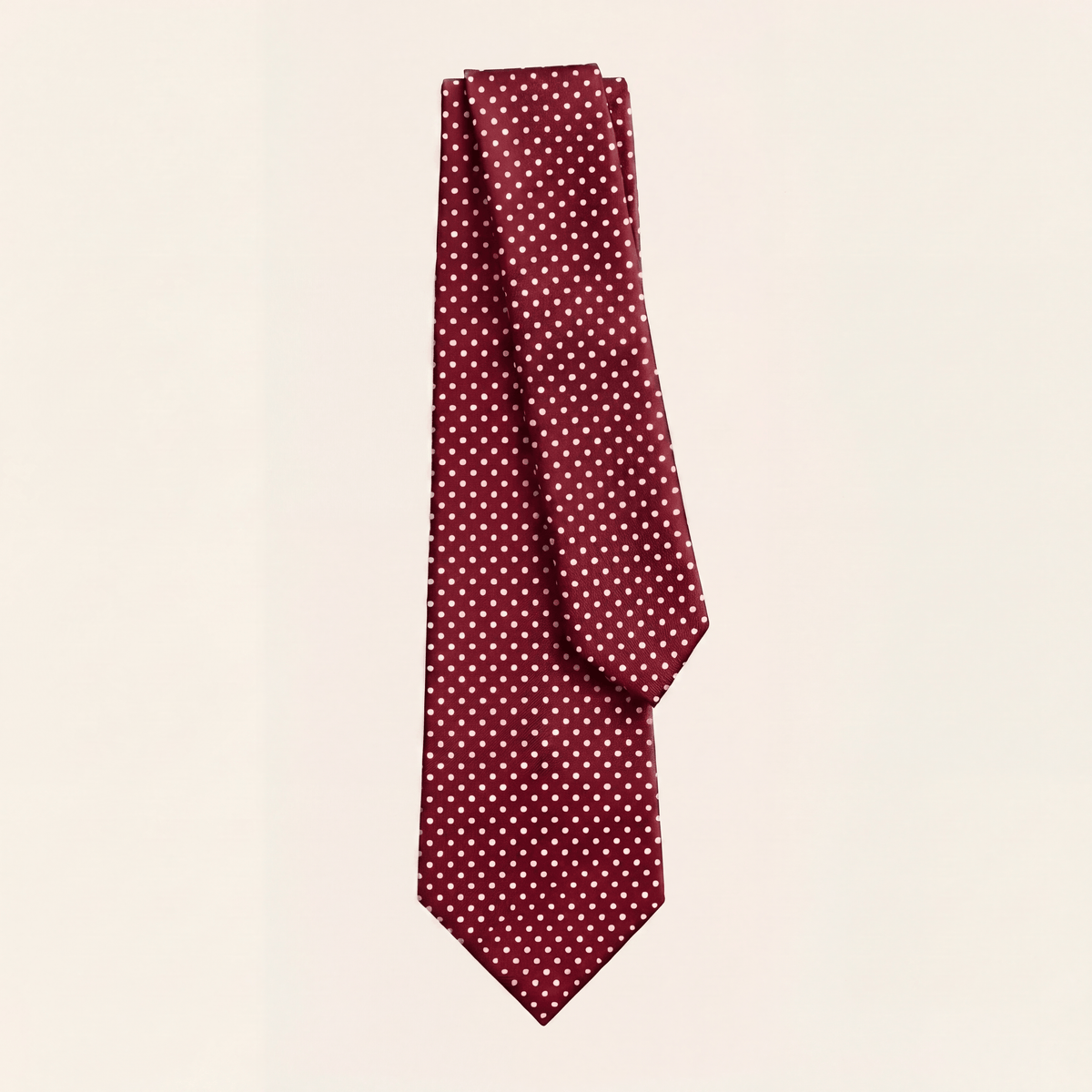 CRAVATTA BORDEAUX 3 PIEGHE SARTORIALE IN SETA - Pois bianchi