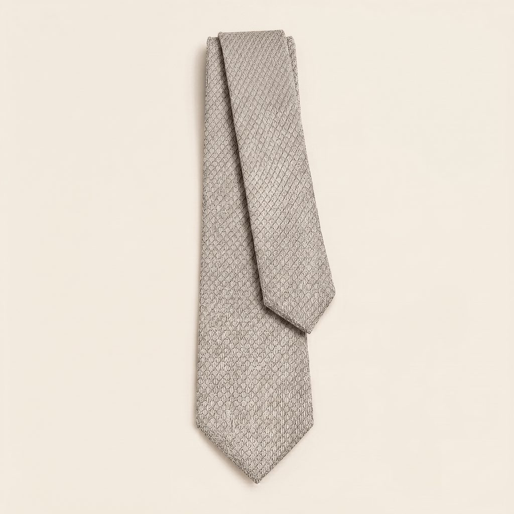 WHITE 3 FOLD SILK GARZA TIE