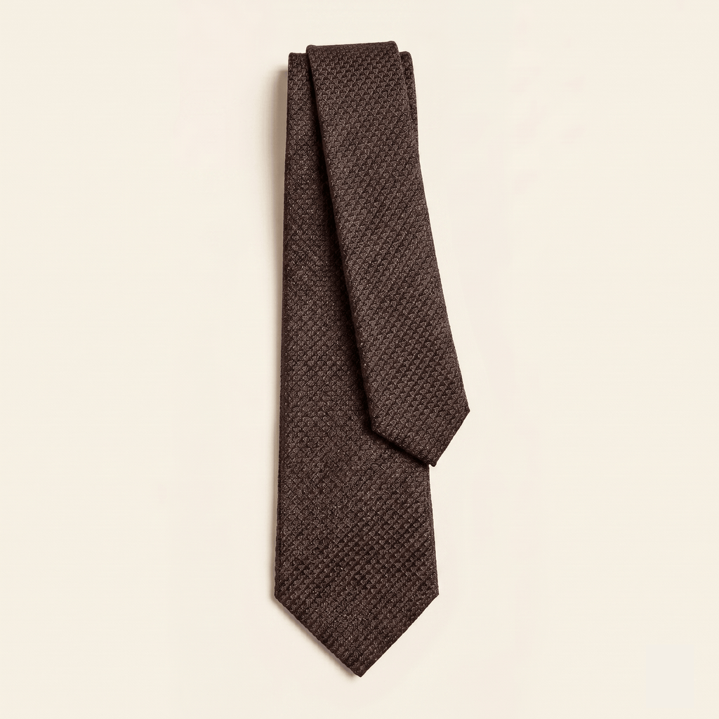 DARK BROWN 3 FOLD SILK GARZA TIE