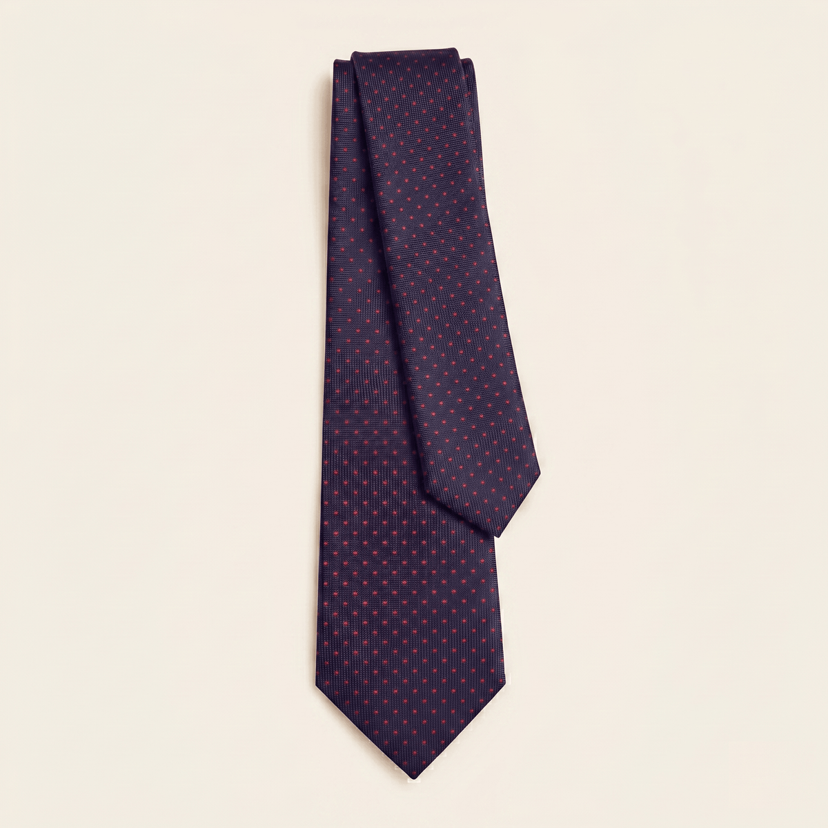 CRAVATTA BLU SCURO 3 PIEGHE SARTORIALE IN SETA - Pois rossi
