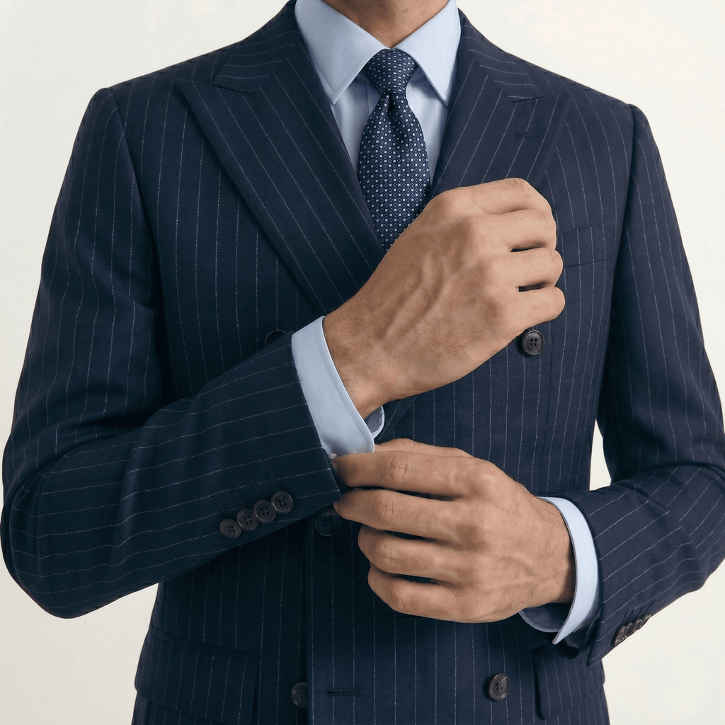 DARK BLUE 3 FOLD JACQUARD SILK TIE II - White polka dot