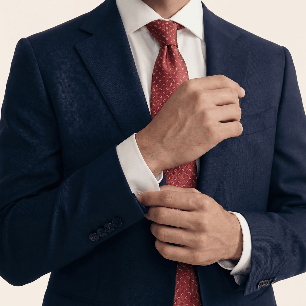 RED JACQUARD SILK TIE - Oval micro pattern
