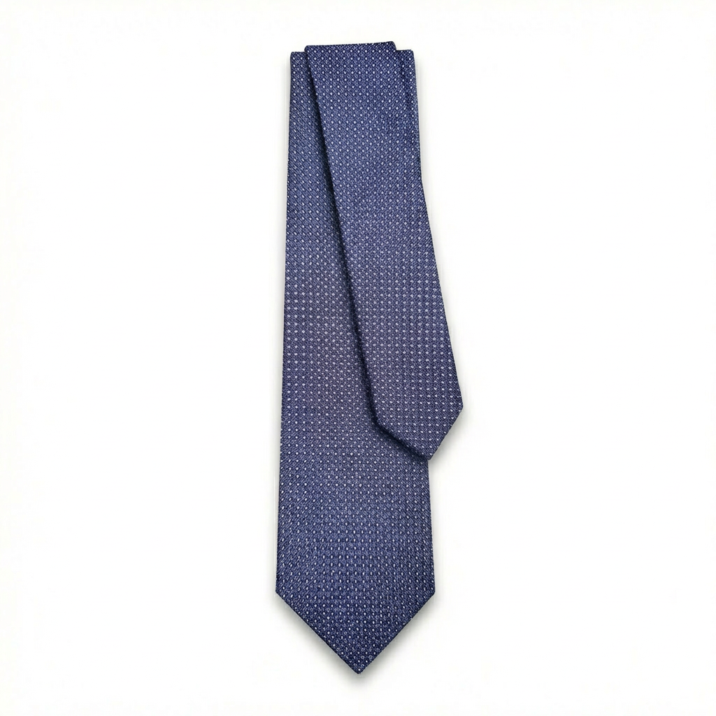 NAVY JACQUARD SILK TIE – Micro Geometric Pin-Dot