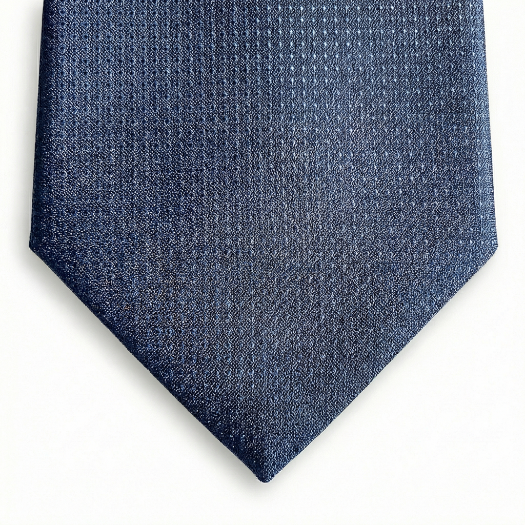 BLUE JACQUARD SILK TIE - Subtle textured weave