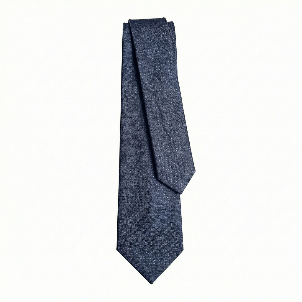 BLUE JACQUARD SILK TIE - Subtle textured weave