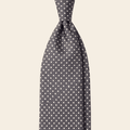 CRAVATTA GRIGIA SCURA 3 PIEGHE IN SETA JACQUARD - Pois bianchi - Lorenzi Como luxury silk tie