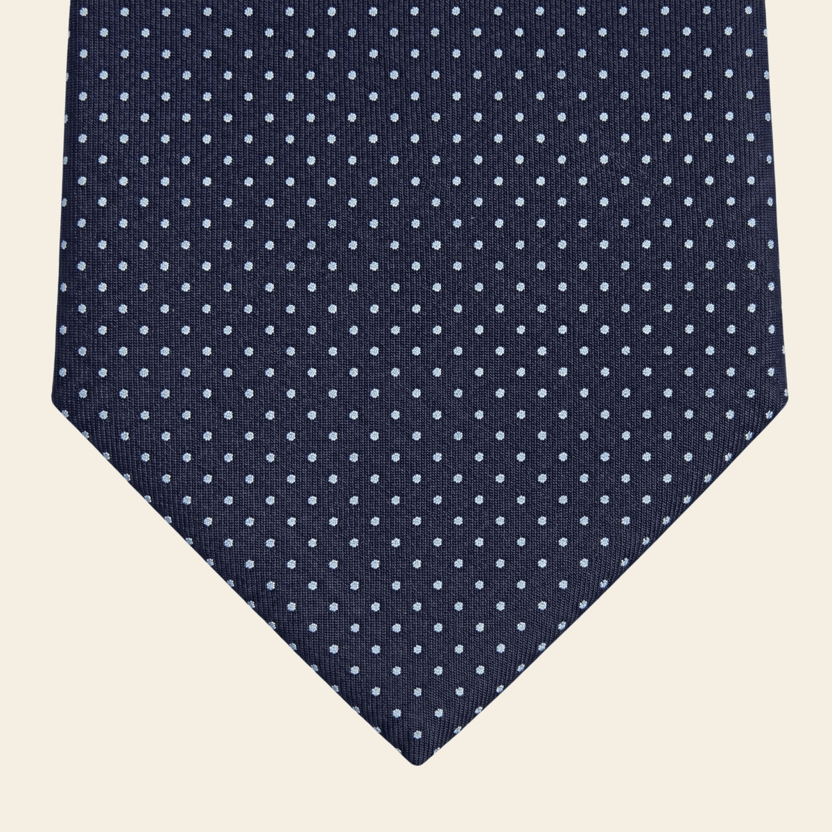 CRAVATTA BLU SCURO 3 PIEGHE SARTORIALE IN SETA - Pois azzurri