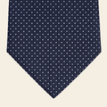CRAVATTA BLU SCURO 7 PIEGHE SARTORIALE IN SETA - Pois azzurri