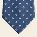 Blue Jacquard Silk Tie, Small Geometric Pattern, Handmade in Como