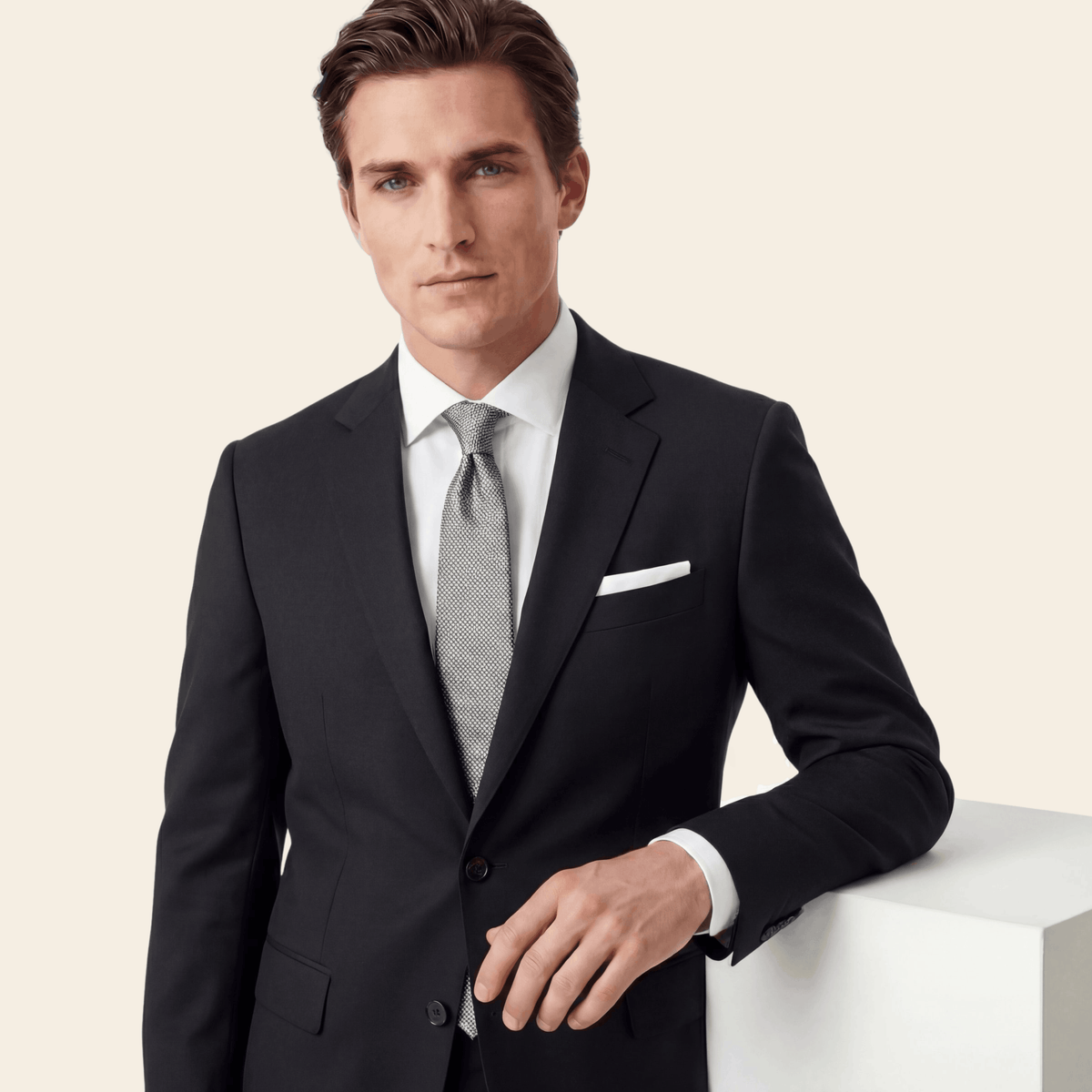 CRAVATTA ARGENTO 7 PIEGHE IN SETA JACQUARD - Microtrama intrecciata