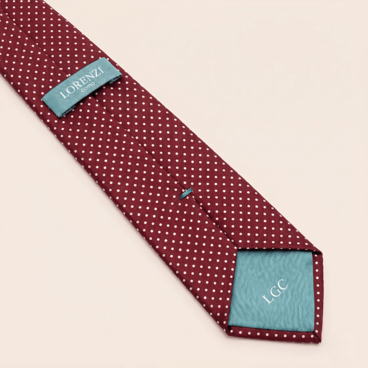 CRAVATTA BORDEAUX 3 PIEGHE SARTORIALE IN SETA - Pois bianchi