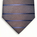 BROWN JACQUARD SILK TIE - Blue stripes