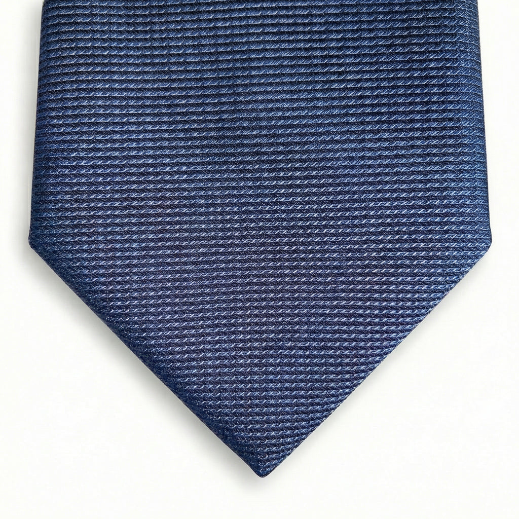 NAVY SARTORIAL SILK TIE - Ribbed texture