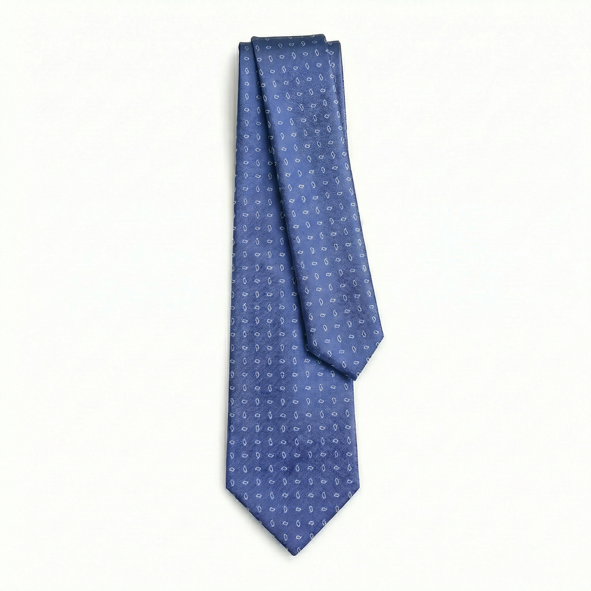 BLUE JACQUARD SILK TIE - Small paisley pattern