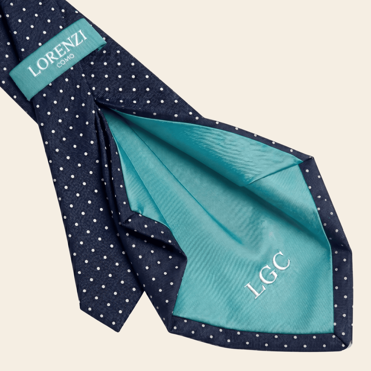 CRAVATTA BLU SCURO 7 PIEGHE IN SETA JACQUARD - Lorenzi Como luxury silk tie