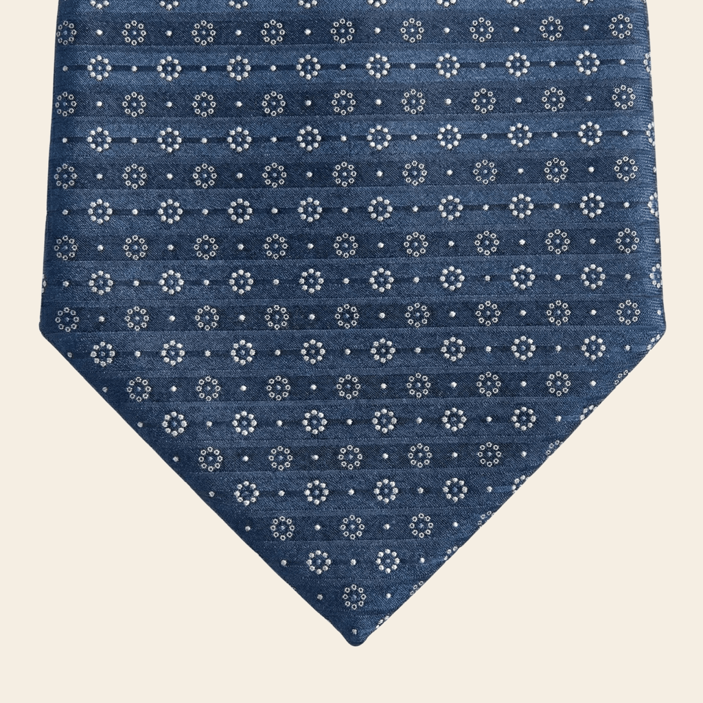 CRAVATTA BLU IN SETA JACQUARD - Microdisegno circolare